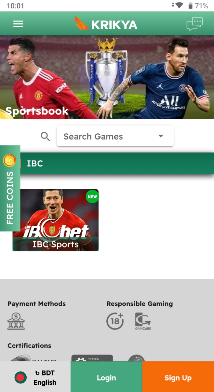 Explore a wide range of betting options in the Krikya sportsbook section.