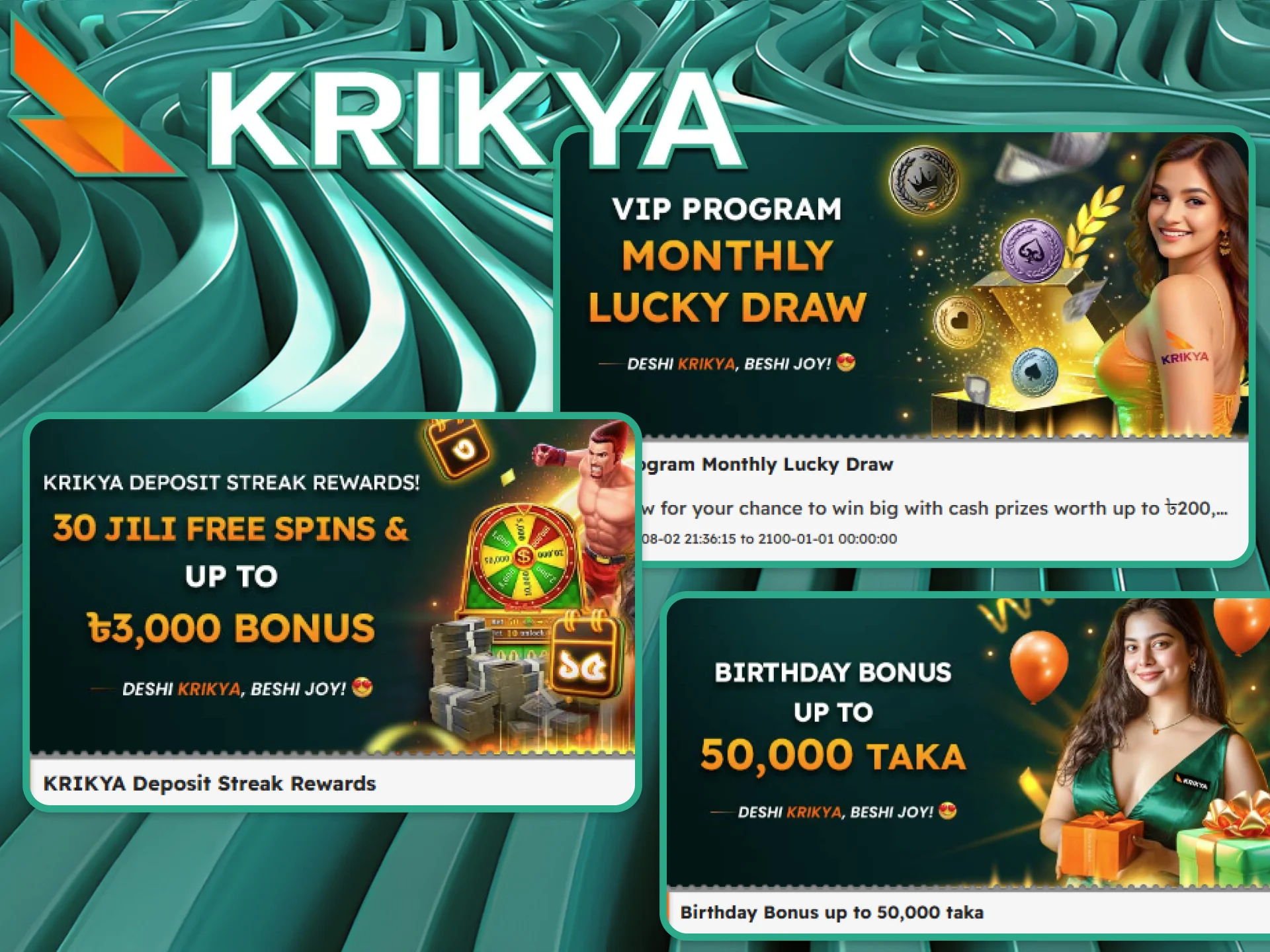 Visit the dedicated bonuses section at Krikya and pick the reward that best fits your playing style.