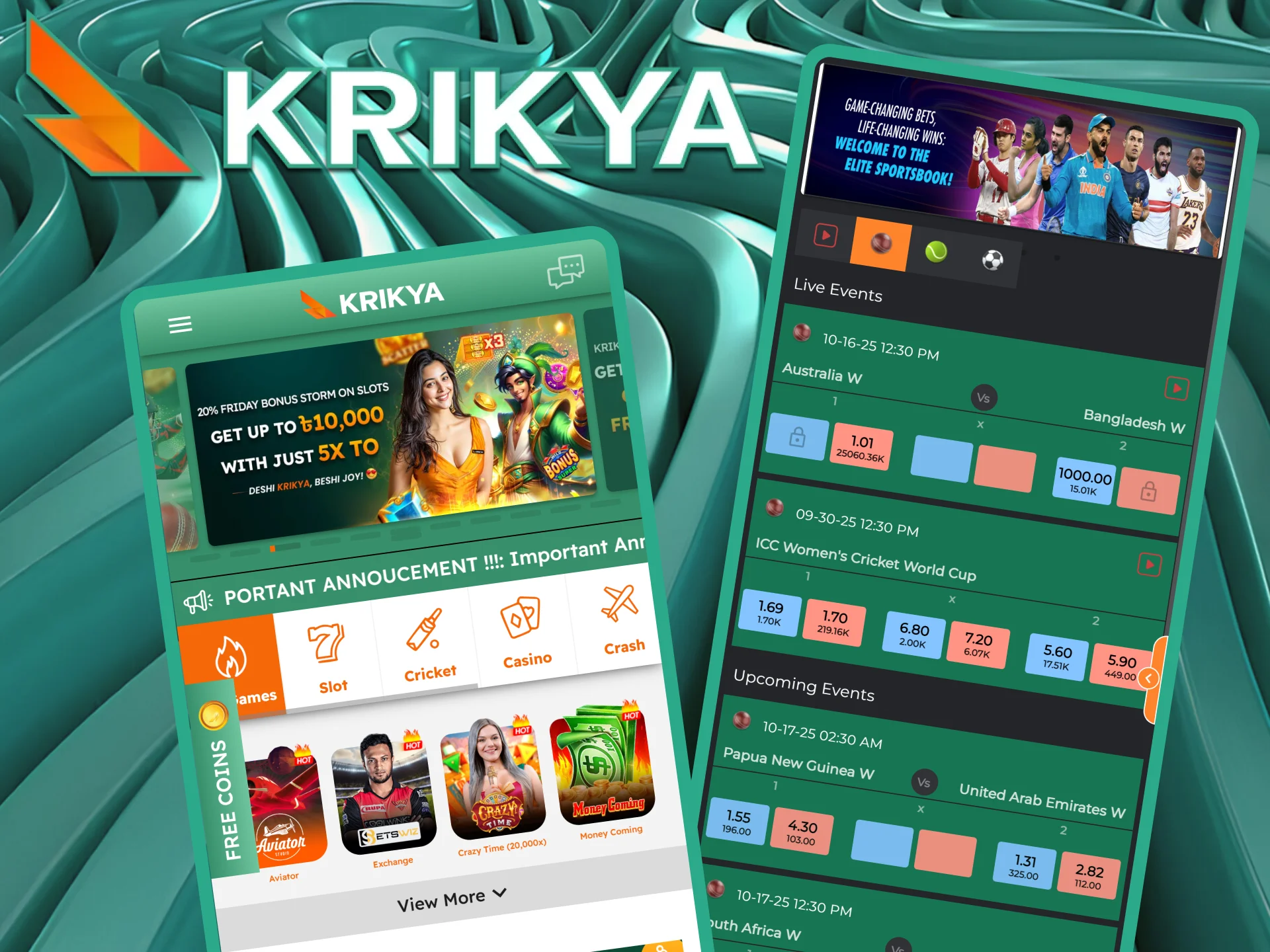 Krikya Online Casino makes it easy to wager on cricket directly from your mobile device.