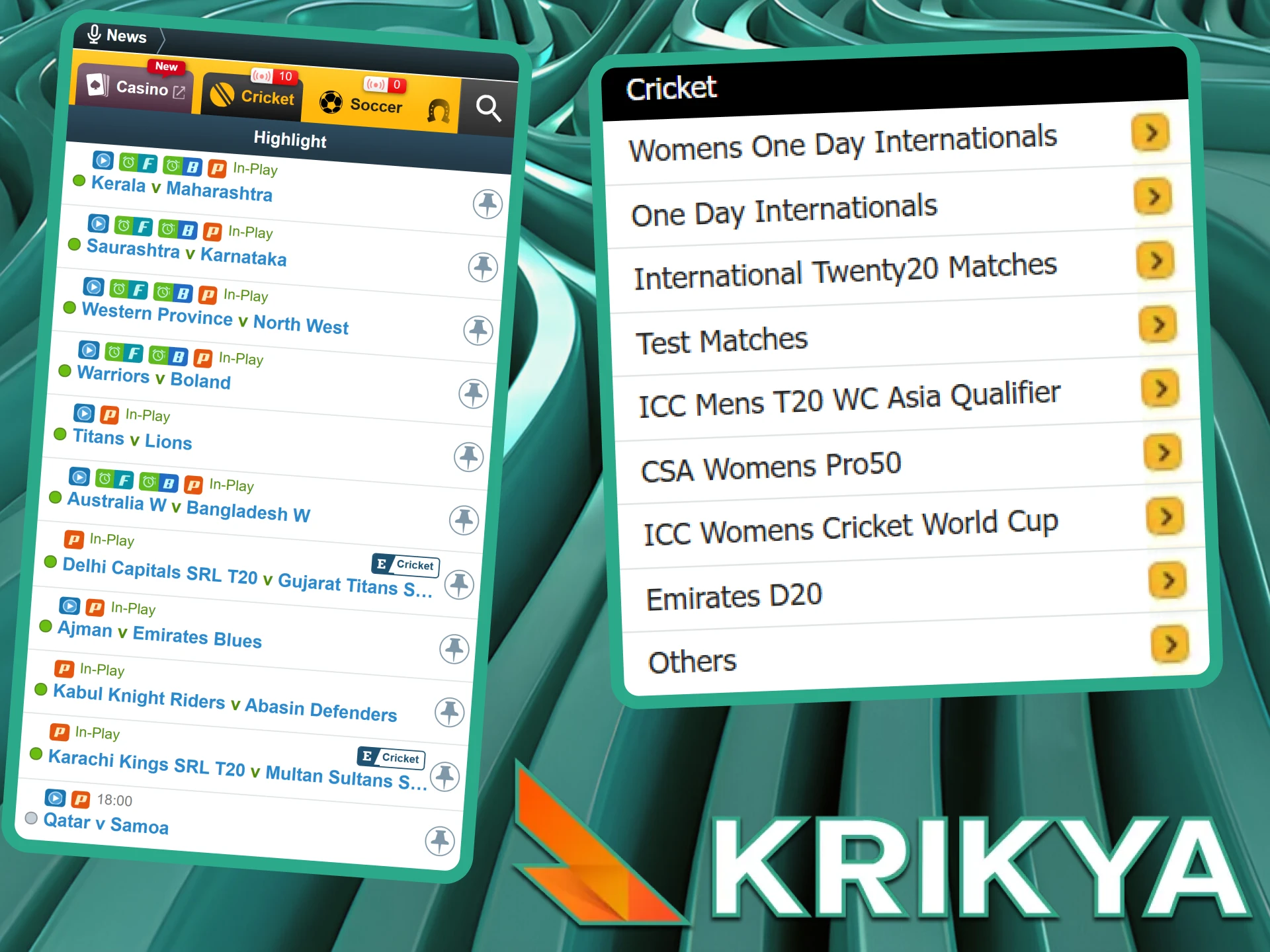 Support your favorite IPL franchise by placing your bets at Krikya Online Casino.