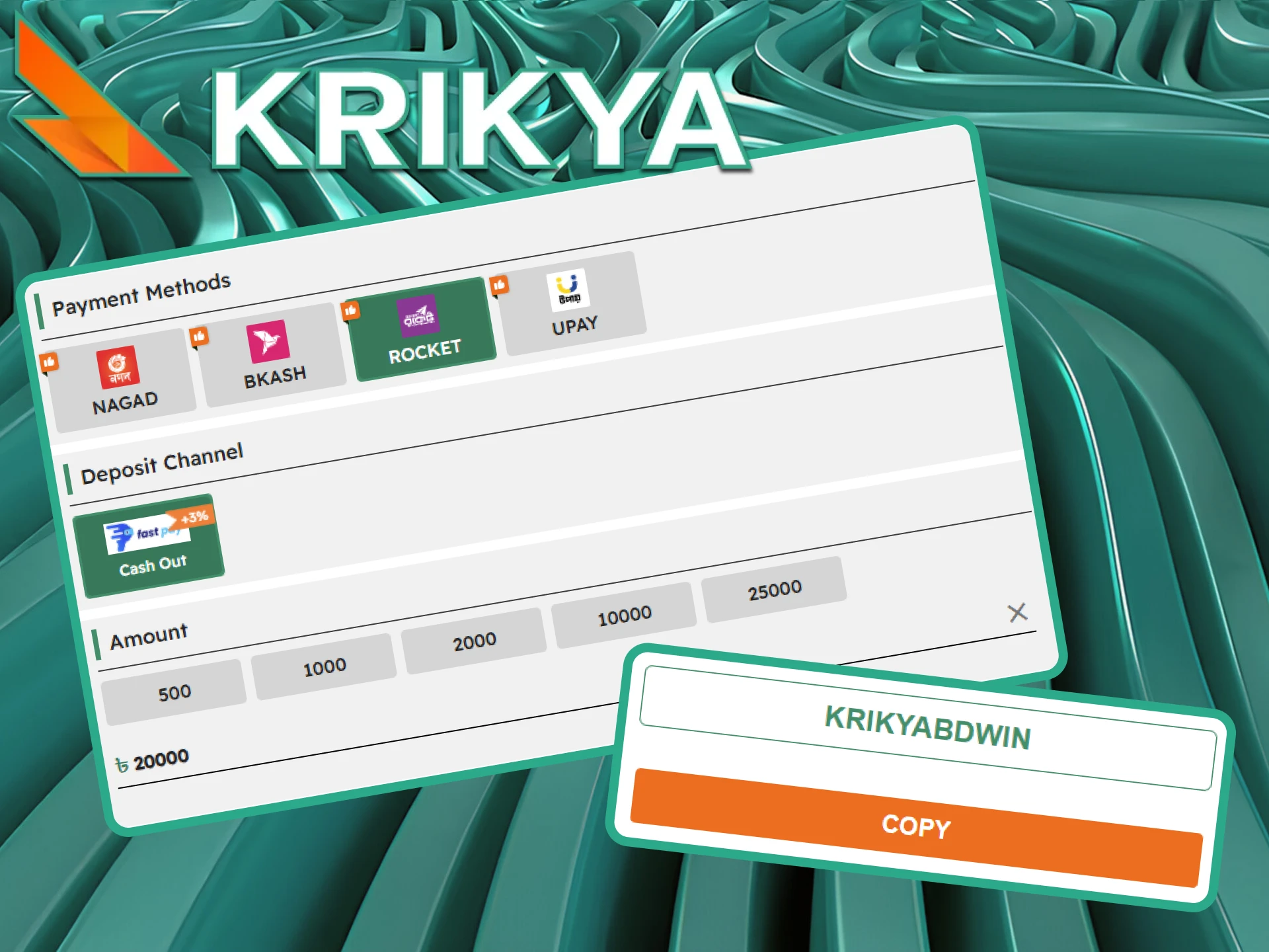 Use the exclusive code KRIKYABDDWIN to double your deposit up to BDT 20,000 and enhance your betting experience with Krikya in Bangladesh.