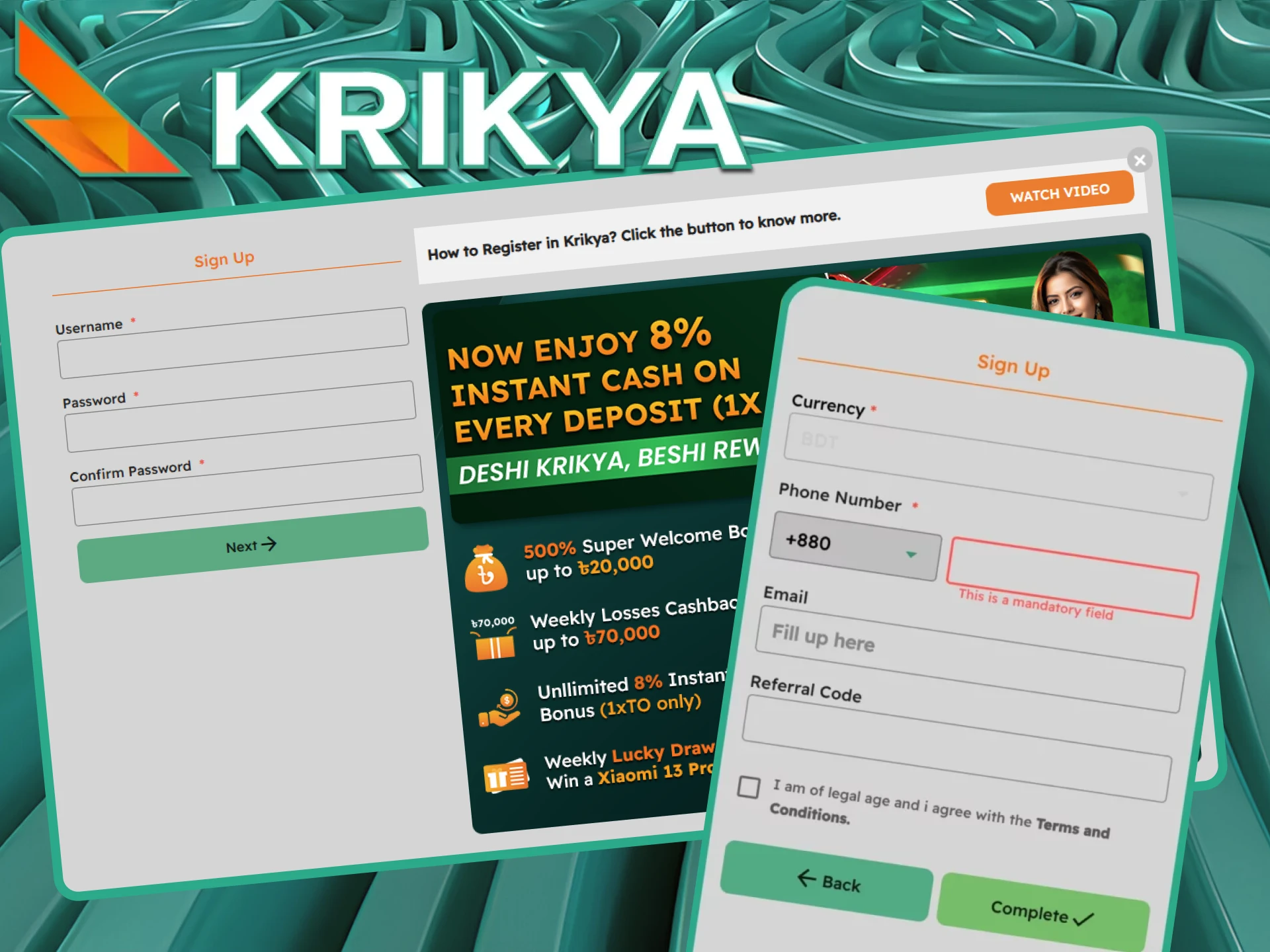 We've streamlined our registration process so that players in Bangladesh can create an account, apply a promo code, and start betting almost instantly.