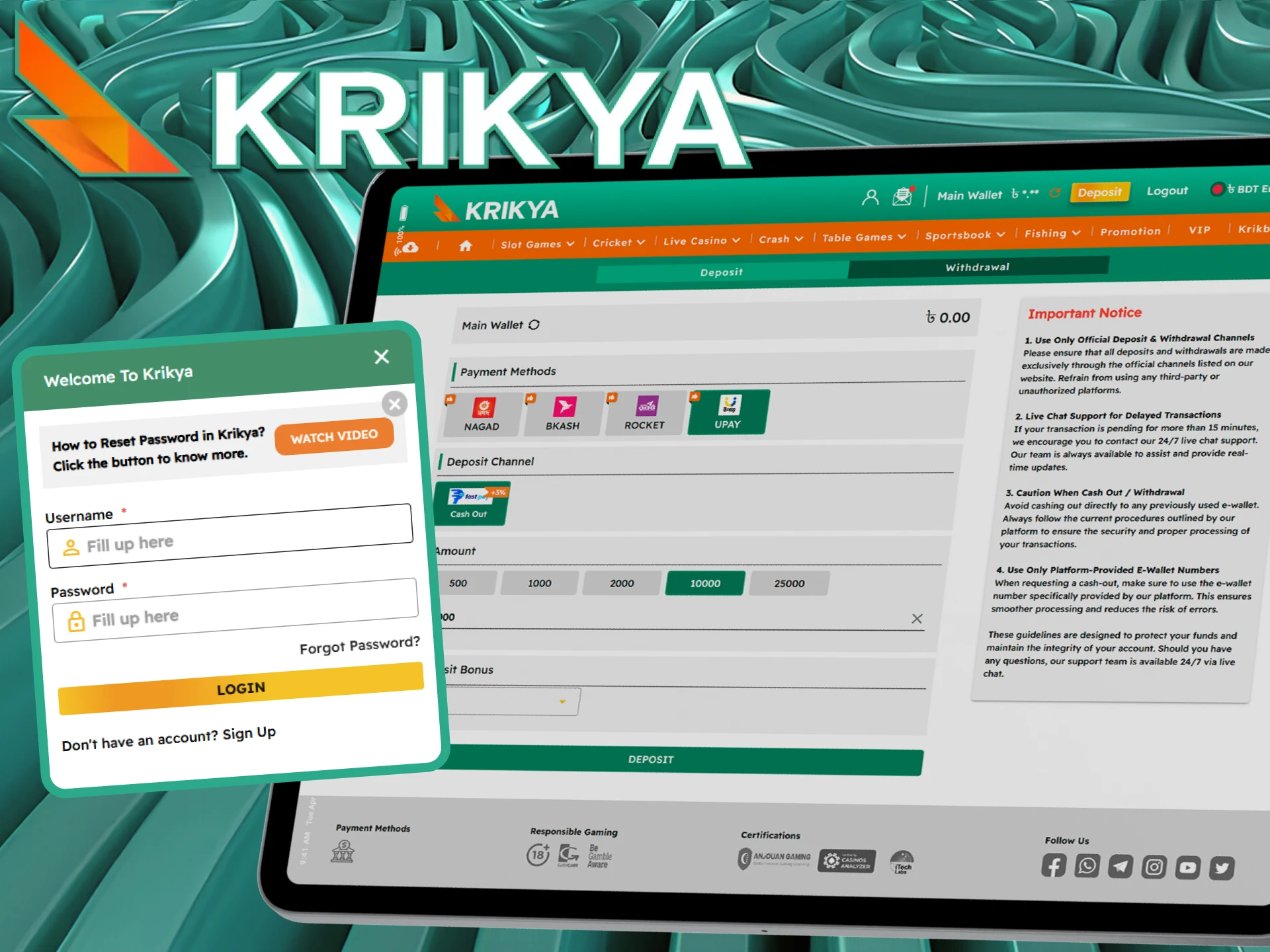 We've put together a clear, step-by-step guide to help you activate your promo code on the Krikya online casino platform.