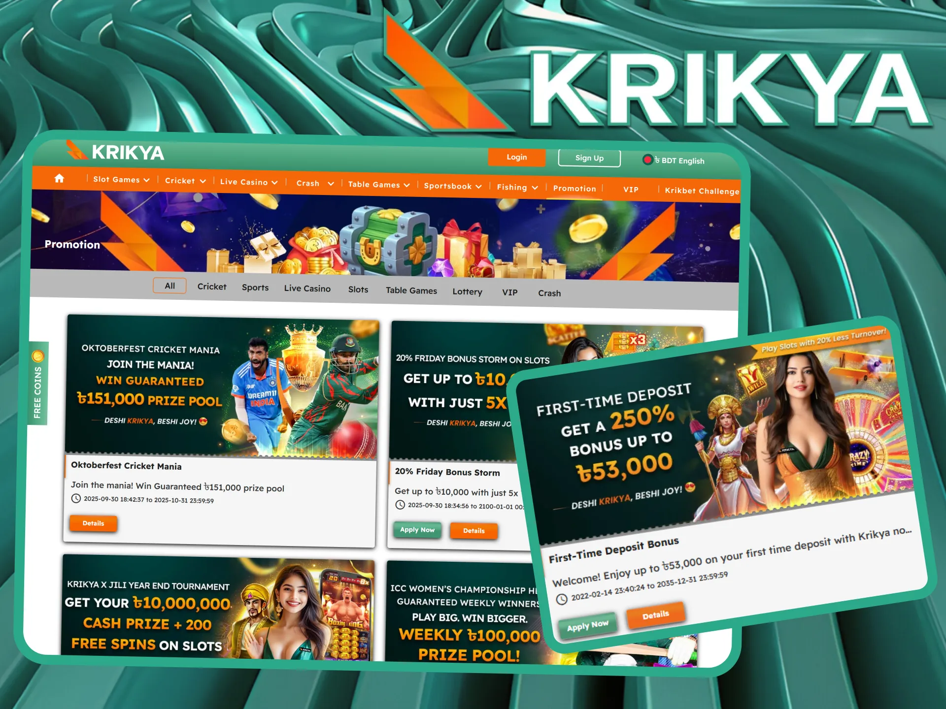 What other promotional offers are available at the Krikya online casino?