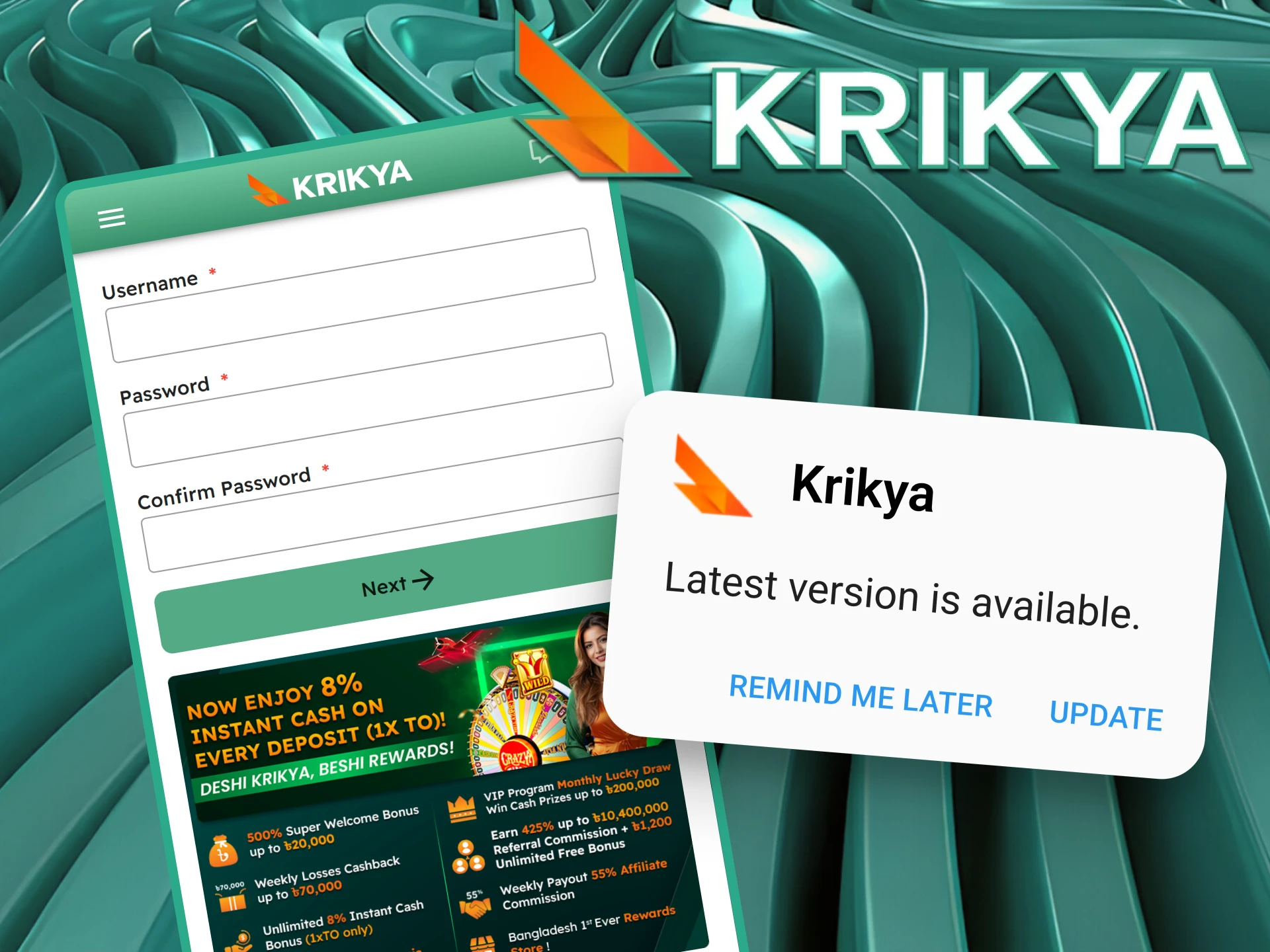 Ensure you have the latest features by updating your Krikya app.