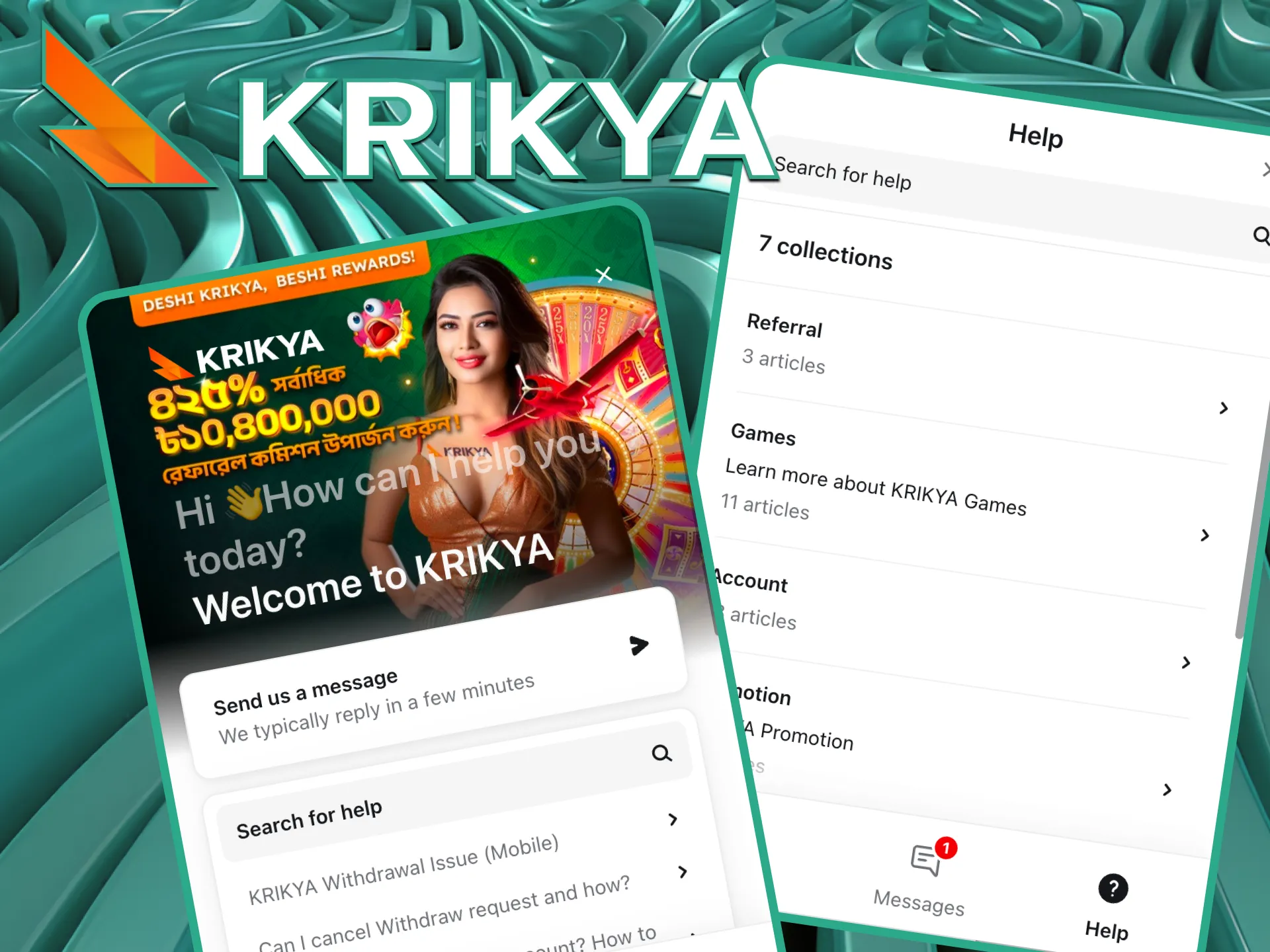 Get the help you need right now via the Krikya Live Chat—available 24/7 directly on our official site.