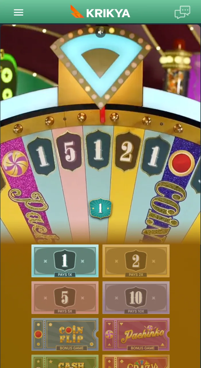 Visit the official Crazy Time game screen at Krikya to watch the live host spin the giant wheel.