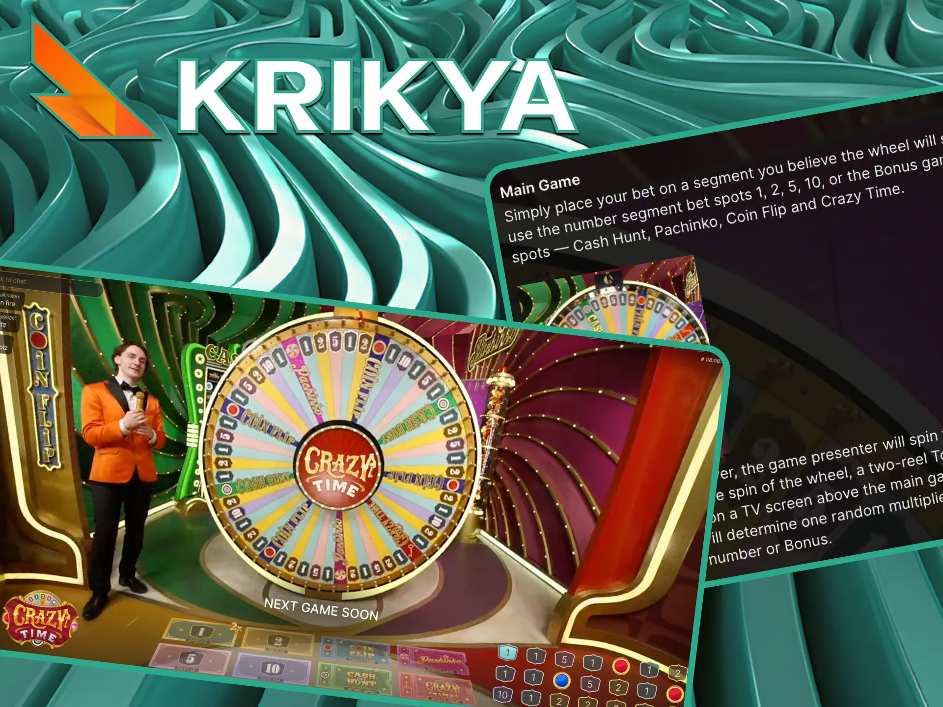 Get to know the concept behind Crazy Time—an energetic live game show centered around a giant spinning wheel and four unique interactive bonus challenges.