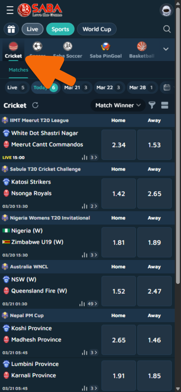 Visit the Krikya sportsbook and locate the IPL 2026 section under the cricket tab.