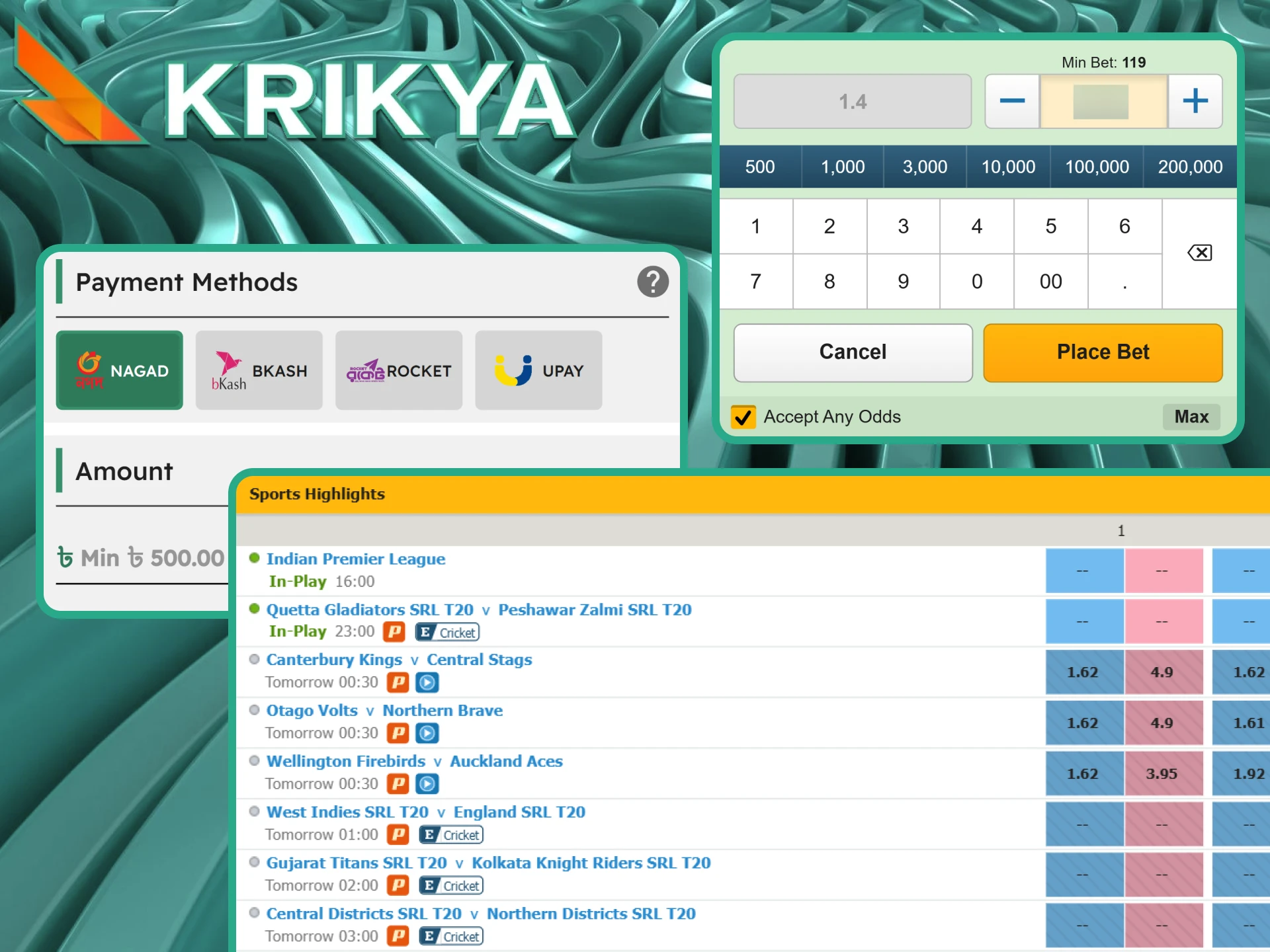 Protect your profits or limit your losses by using the Krikya cash out tool before the event concludes.